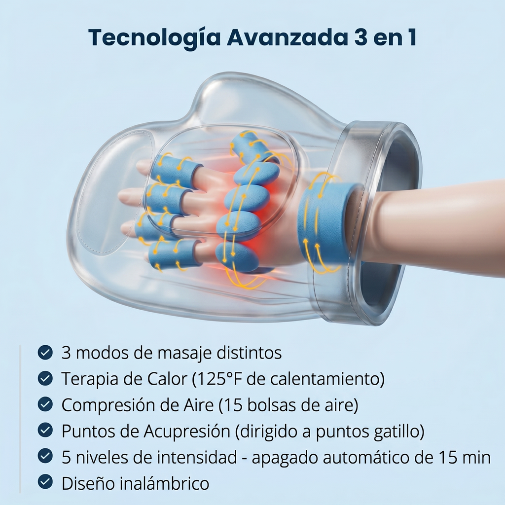 Masajeador de Manos Premium — para Dolor, Artritis y Túnel Carpiano: Alivio Real en 15 Minutos